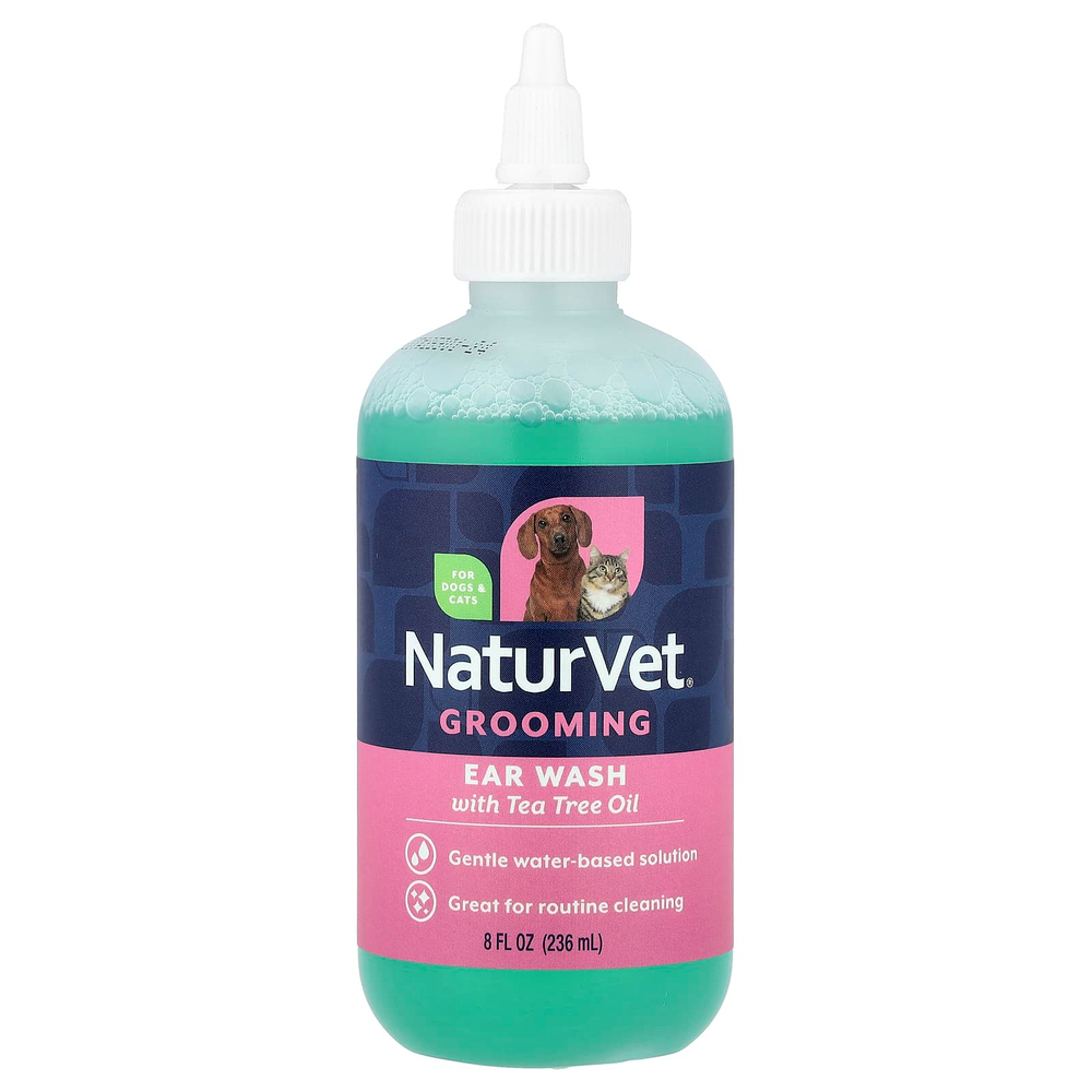 NaturVet, Средства для чистки ушей с маслом чайного дерева, с запахом детской присыпки, 236 мл (8 жидк. унций)