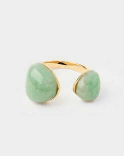 Кольцо Green Aventurine Gravity серебро 925 пробы покрытое золотом