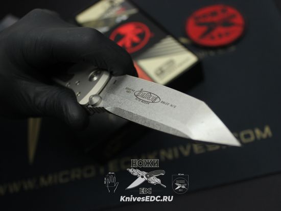 Нож Microtech Socom Elite Manual 161-10NC Natural Clear Tanto Edge Stonewash - серая алюминиевая рукоять, сталь M390