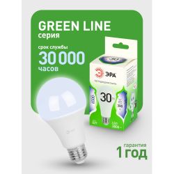 Лампа светодиодная ЭРА GREEN LINE LED A65-30W-865-E27 GL 30Вт груша холодный свет E27 | Лампы cветодиодные Груша (A)