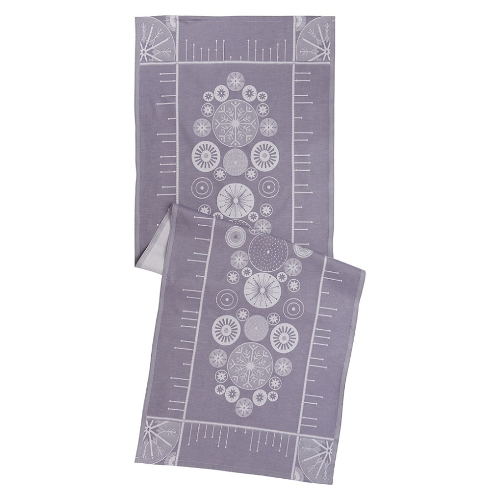 Дорожка на стол 53x150 Tkano New Year Essential Ледяные узоры сиреневая
