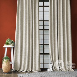 Комплект штор и покрывала из рогожки МАРИСС (арт. BL10-279-03) - (140х270)х2 см., покрывало 230х250 см. - коричневый