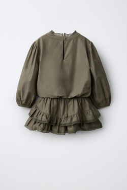 ZARA ПЛАТЬЕ В СТИЛЕ БОХО С КРУЖЕВОМ, ХАКИ