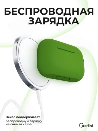 Чехол для Airpods Pro Gurdini прорезиненный soft touch c карабином Фисташковый
