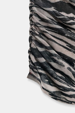 ZARA ТОП С АНИМАЛИСТИЧЕСКИМ ПРИНТОМ И ДЕТАЛЯМИ В ВИДЕ ПЛАТКА, РАЗНОЦВЕТНЫЙ