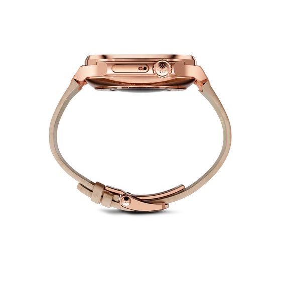 Корпус для Apple Watch ROL41 -Розовое золото/Натуральная кожа