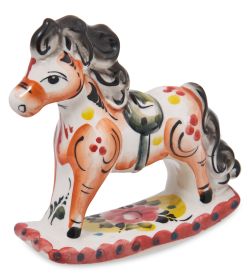 ГЛ- 095/1 Фигурка «Лошадка-Качалка» цв. (Гжельский фарфор)