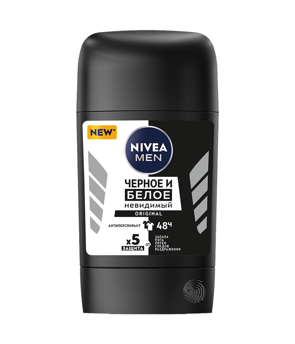 Nivea Men Дезодорант-антиперспирант стик Черное и Белое Невидимый, 50 мл
