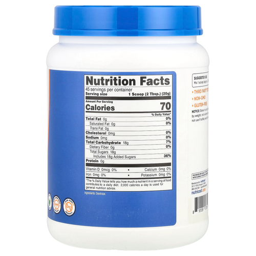 Nutricost, Декстроза, без добавок, 907 г (2 фунта)