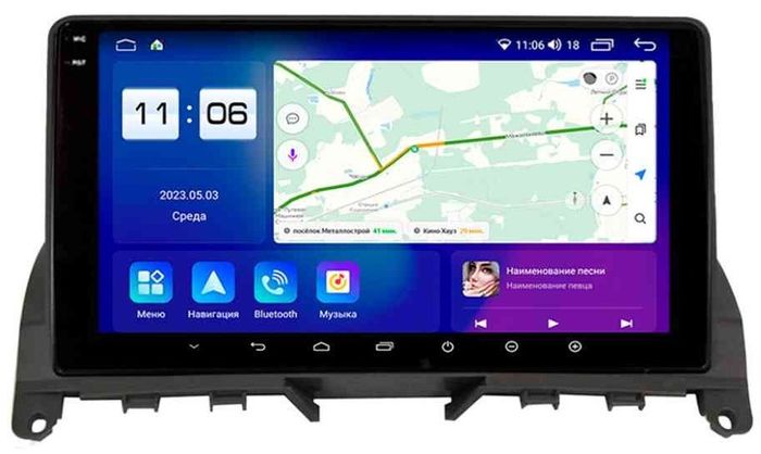 Магнитола для Mercedes-Benz C-класс W204 2007-2011 - Parafar PF222RN2K на Android 13, Быстрая, QLED+2K, CarPlay, 4G SIM-слот