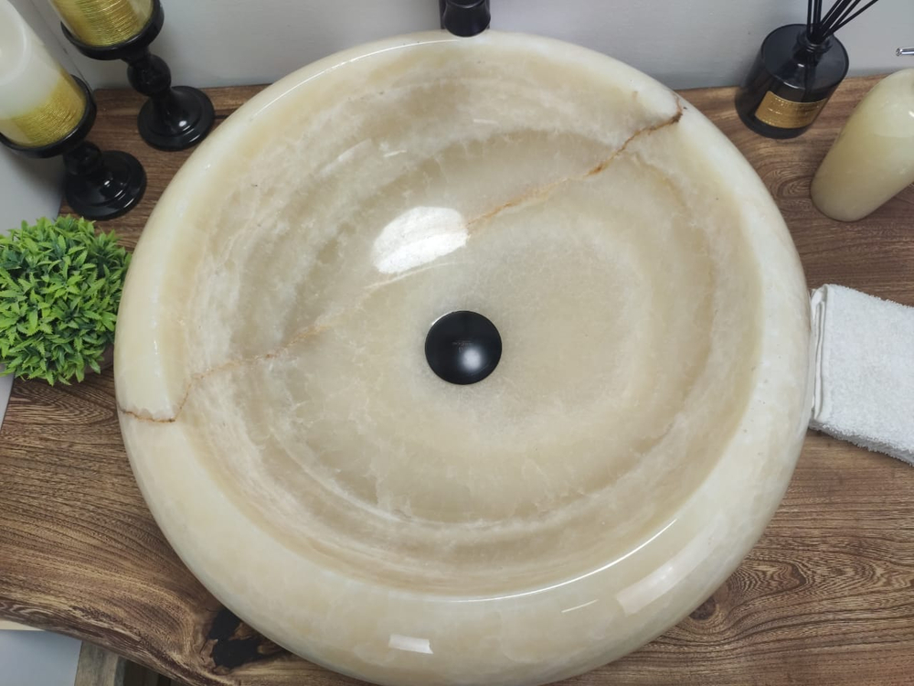 Раковина из оникса Donut Yellow Big DO-60168 50x50x17 из натурального камня