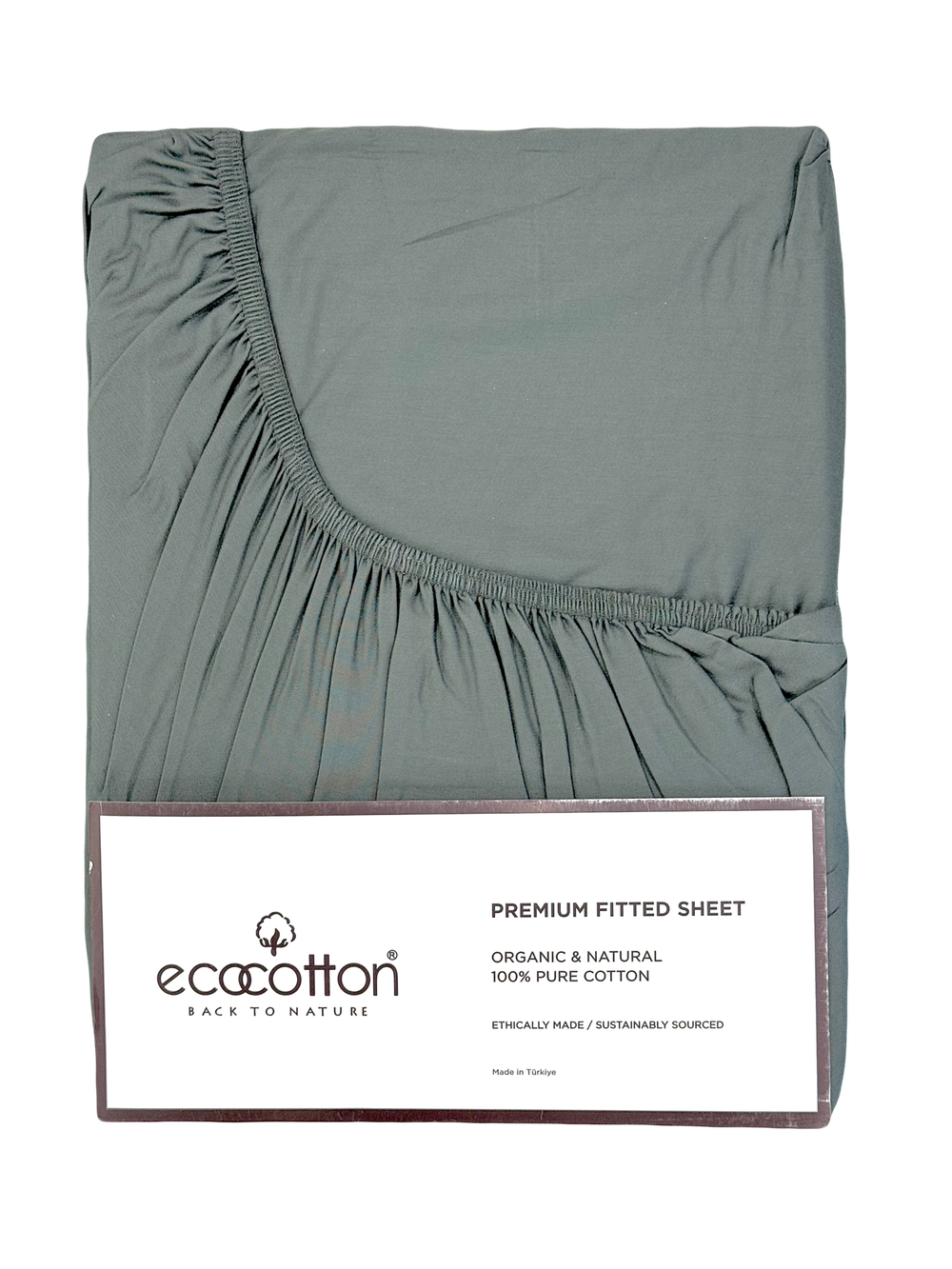 Сатиновая простынь на резинке EcoCotton 160х200 | светло-зеленая