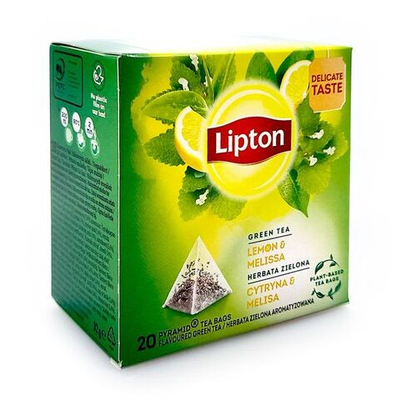 Чай зеленый Lipton Лимон и Мелисса, 20 пирамидок, 32 г (из Финляндии)