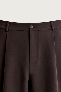 ZARA БРЮКИ RELAXED FIT СО СКЛАДКАМИ, ГРАНАТОВЫЙ