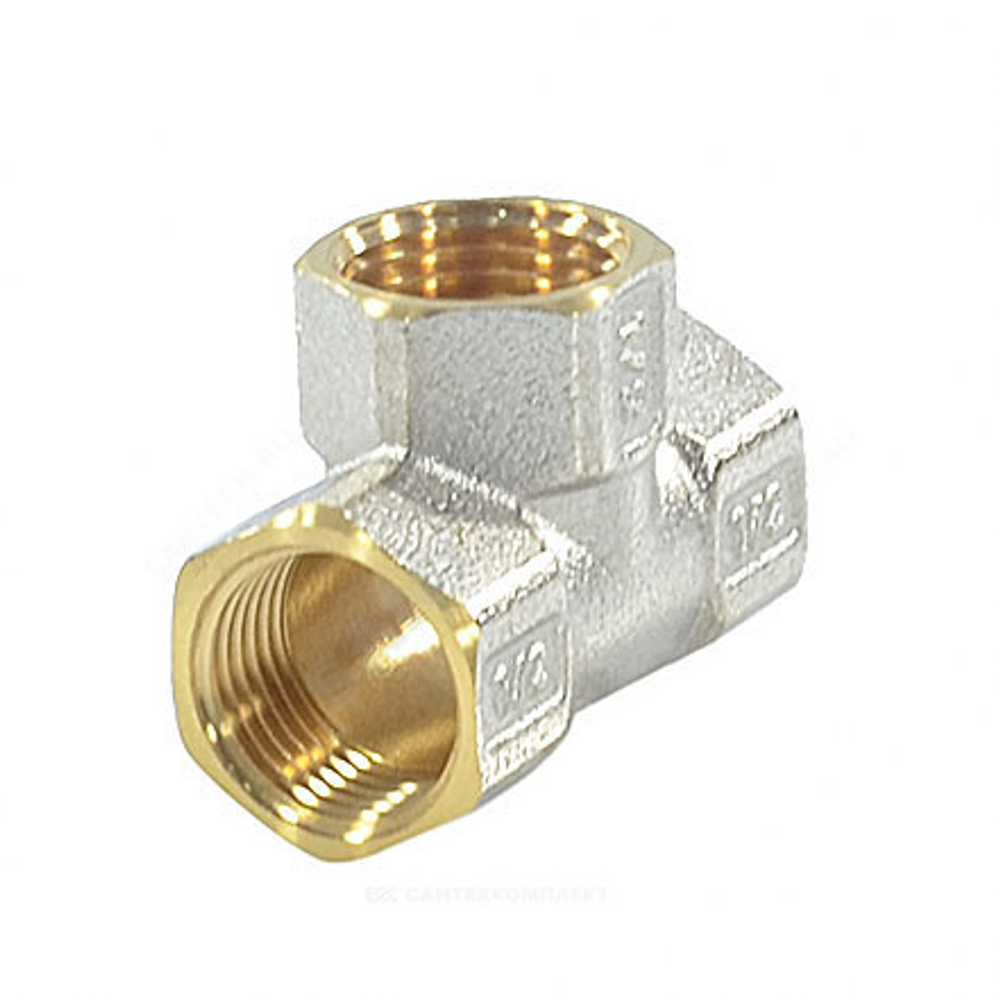 Тройник латунь никель Ду 25 (1") ВР/ВР 9007 ГОСТ 32585-2013 Aquasfera 9007-03