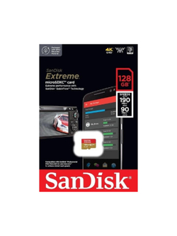 Micro SecureDigital 128GB SanDisk microSDXC Class 10 UHS-I A2 C10 V30 U3 Extreme 190MB/s [SDSQXAA-128G-GN6MN]