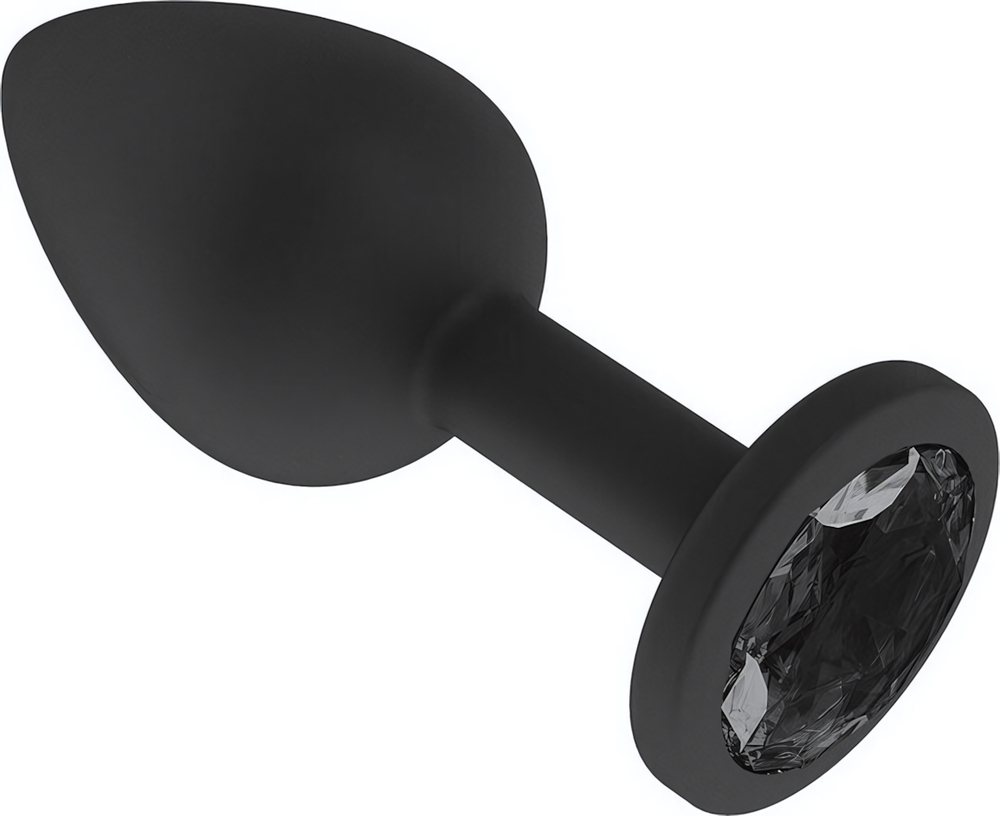 Маленькая черная пробка с черным кристаллом ONJOY Silicone Collection (Цвет: черный)