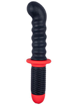 Ребристый двусторонний вибромассажер для анальной стимуляции MENZSTUFF BACK SWORD RIBBED - 27 см. (Цвет: черный с красным)