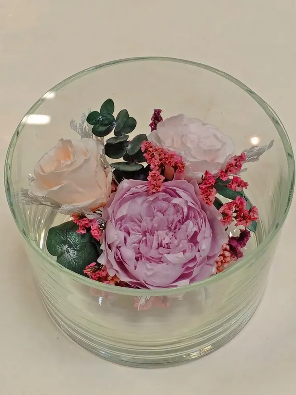 натуральные цветы в стекле, вакуум