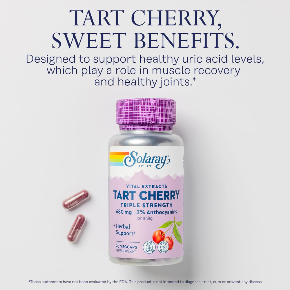 Solaray, Vital Extracts, вишня, 90 растительных капсул (340 мг в 1 капсуле)