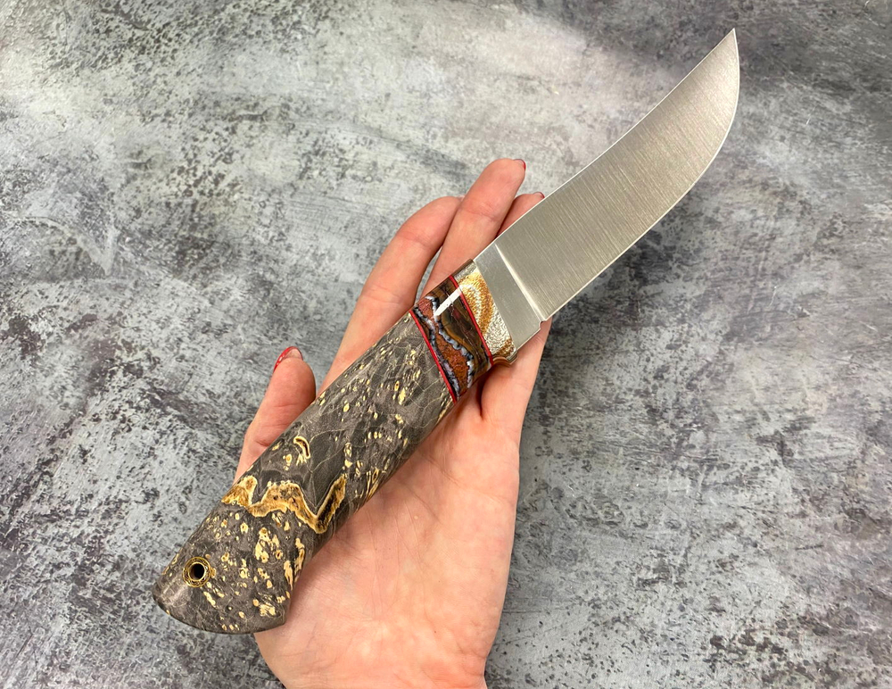 Нож Хищник, Bohler S390, макумэ ганэ, зуб мамонта, кап.клена