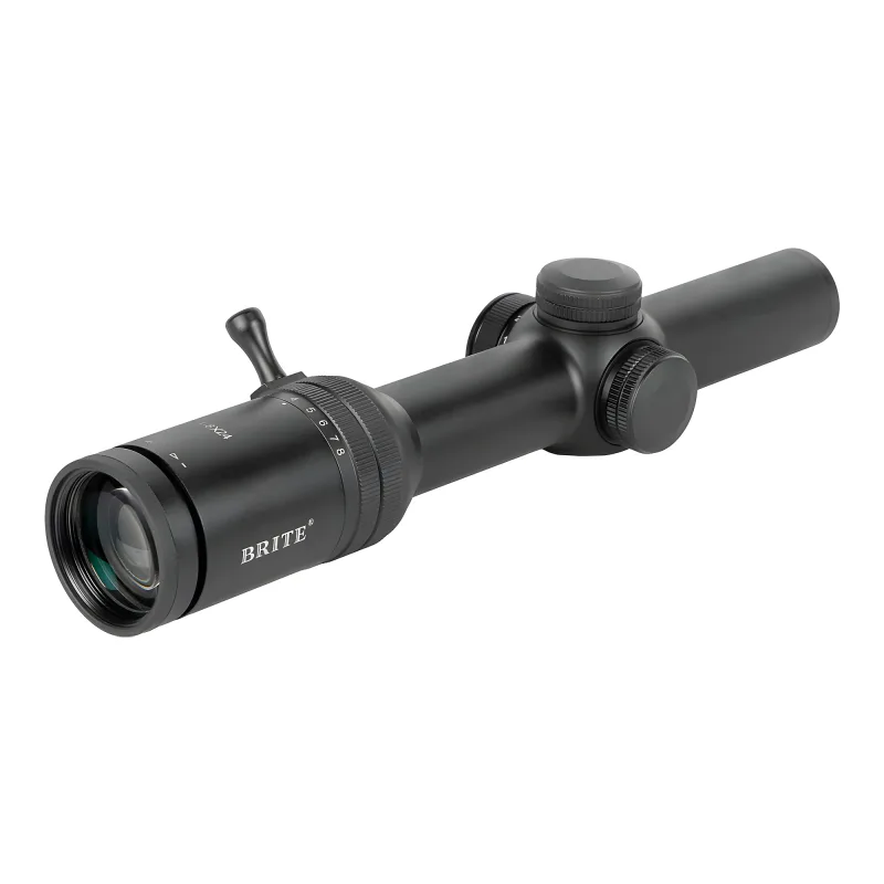 Прицел оптический BRITE LPVO 1-8X24 IR - вид со стороны окуляра с рычагом быстрой смены кратности