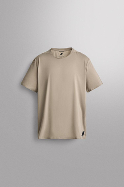 ZARA ТЕХНИЧЕСКАЯ ФУТБОЛКА С РЕЛЬЕФНОЙ ТЕКСТУРОЙ, БЕЖЕВЫЙ