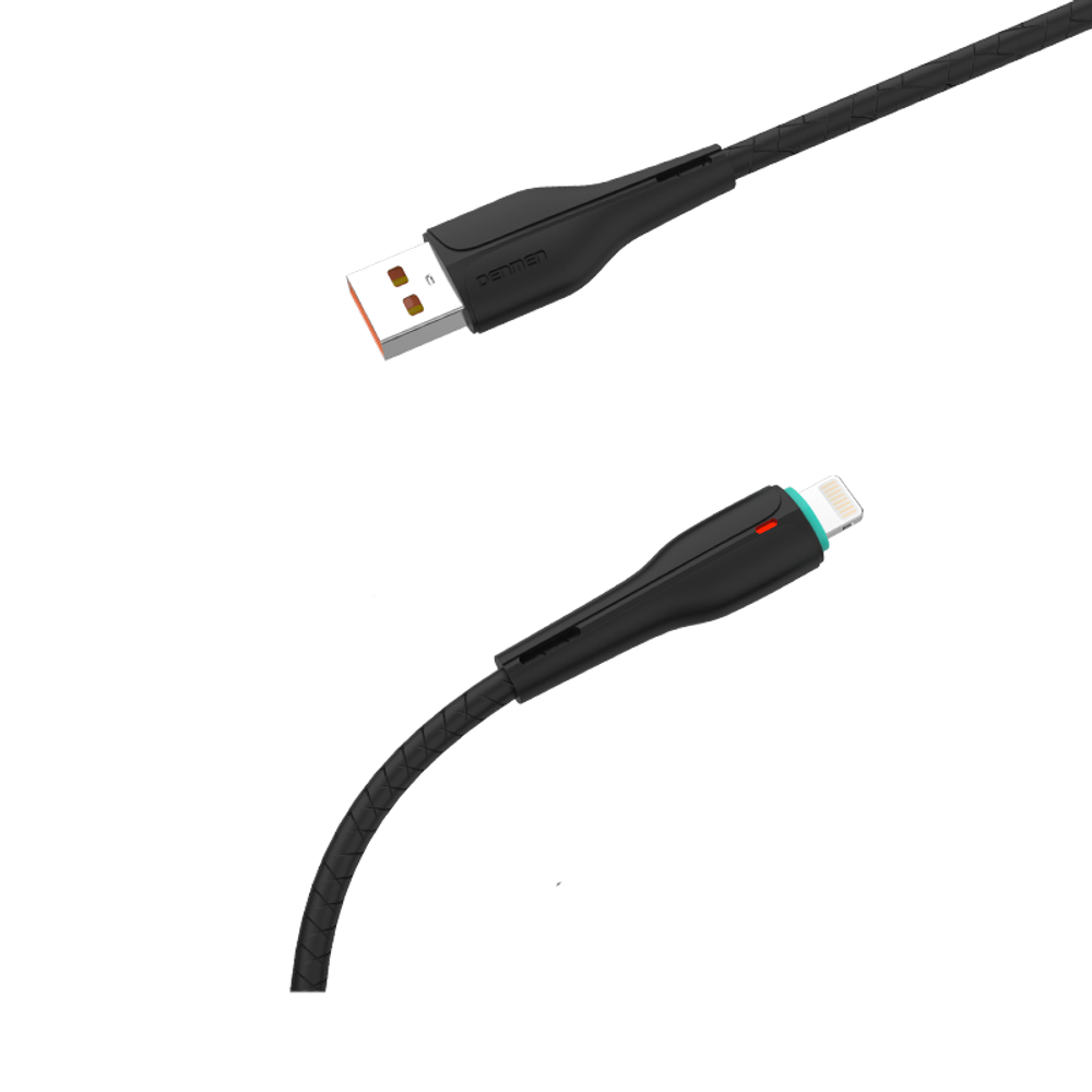 Кабель DENMEN D16L USB-Lightning 3.6A 1м TPE Black