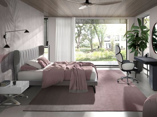 Кровать 7160/GC1801 Angel Cerda из светло-серой ткани 180x200