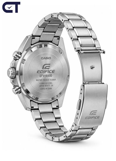 CASIO EFV-650D-1AVUDF EDIFICE мужские наручные часы — стальной хронограф с черным циферблатом