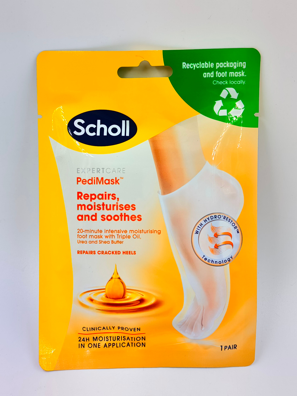 Scholl Маска для ног 20-минутная с маслами жожоба, авокадо и арганы, 1 пара (из Финляндии)