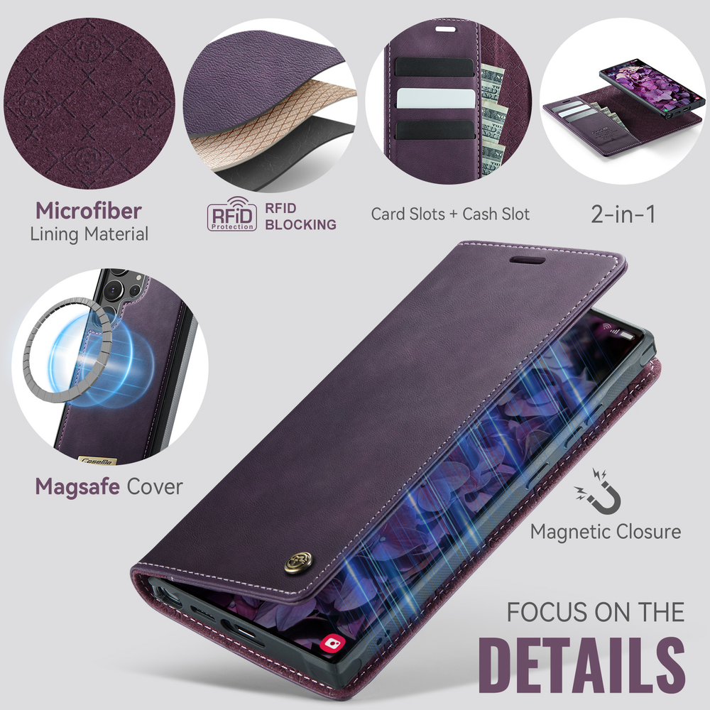 Чехол-кошелек CaseMe 2 in 1 MagSafe Samsung Galaxy S24 Ultra