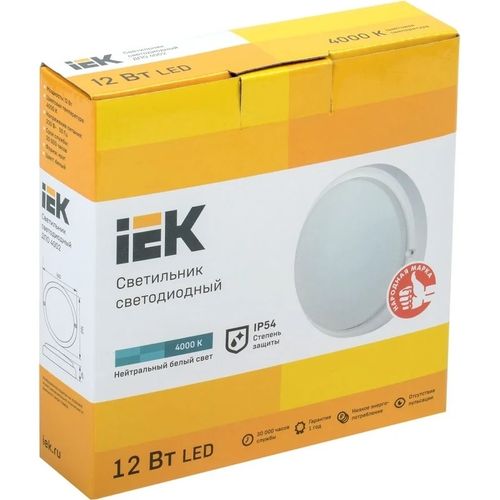 Светильник LED ДПО 4002 12Вт IP54 4000K круг белый IEK