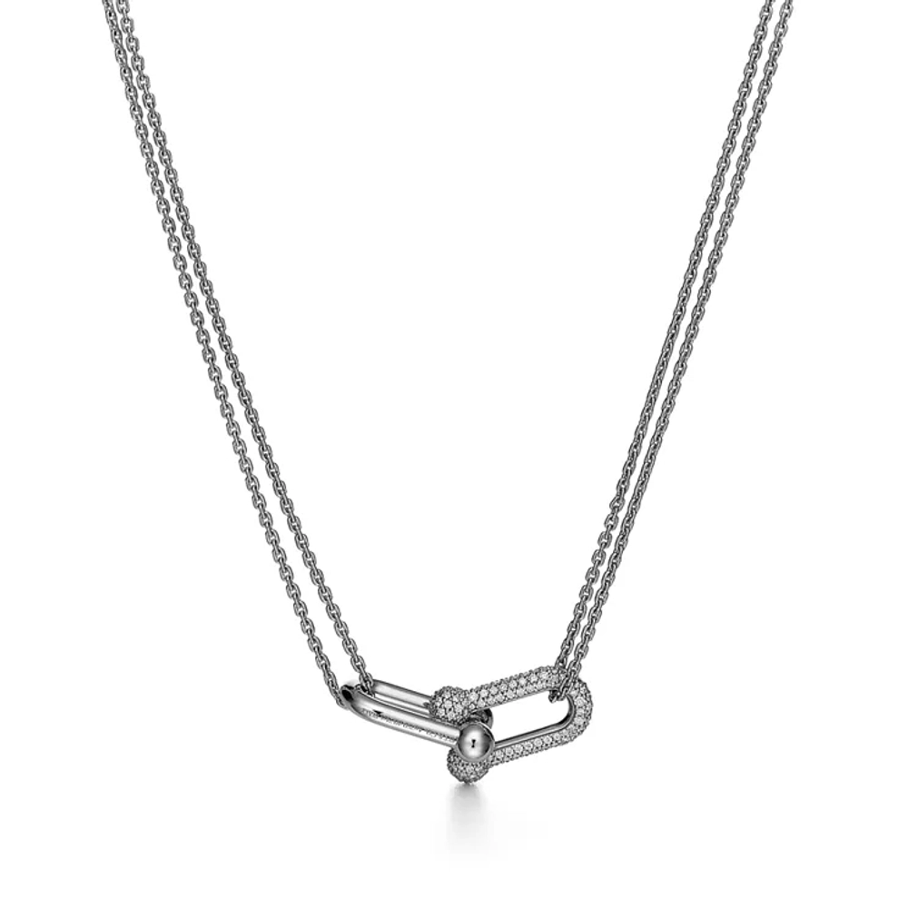 Подвеска из белого золота 18k с бриллиантами, Tiffany 💎 Hard Wear Large Double Link