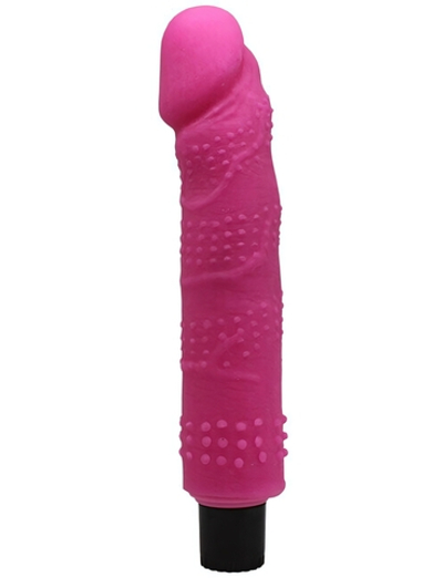 Крупный розовый вибратор UltraSkin Vibro Realistic с пупырышками (Цвет: розовый)