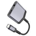 Кабель-переходник Hoco LS39 Type-C на 3.5mm/USB-C серебристый