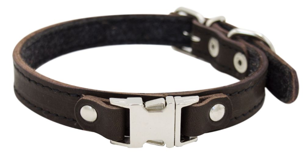 Ошейник ZOOEXPRESS Fast Line быстросъемный кожаный, коричневый