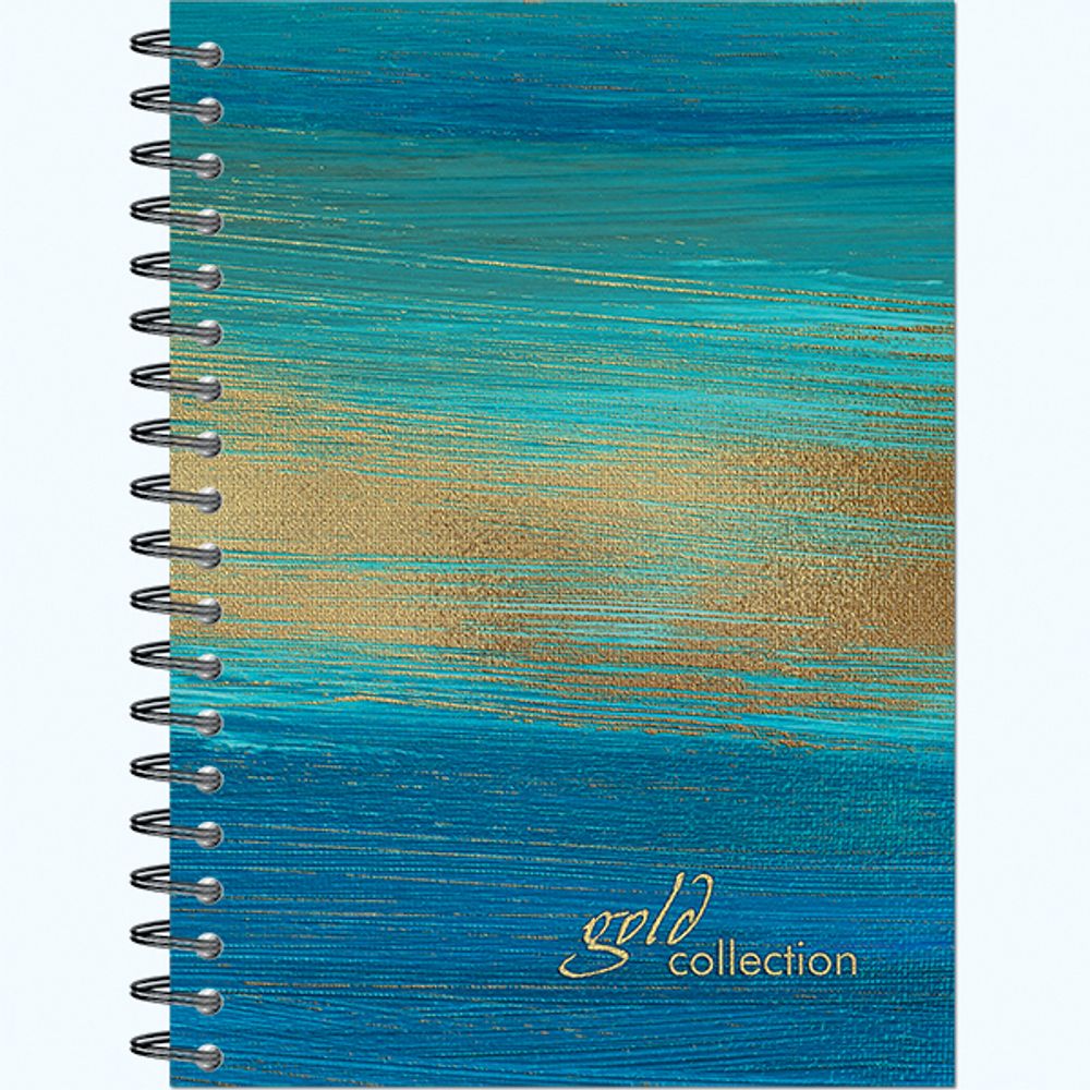 Бизнес-блокнот А6 60 листов на металлическом гребне "Gold Collection"