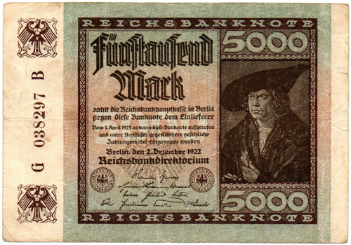 Банкнота Германия, Веймарская республика 5000 марок 1922 год