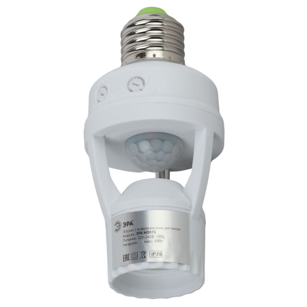 Датчик движения ЭРА MD 015 белый E27 60Вт 360° 6м IP20 | Электротовары