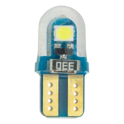 Лампочка светодиодная T10-3030-2SMD silica gel 12v белая KING T10-3030-2SMD silica gel W