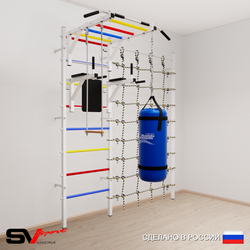 Шведская стенка Sv Sport 54330 (Турник рукоход/Брусья/Трапеция/Цепь/Мешок 30кг/Канатный лаз)