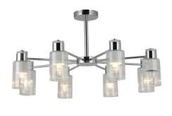 Люстра потолочная Rilon 74589/8 CHROME+WHITE, 8×40 Вт, хромированная и белая