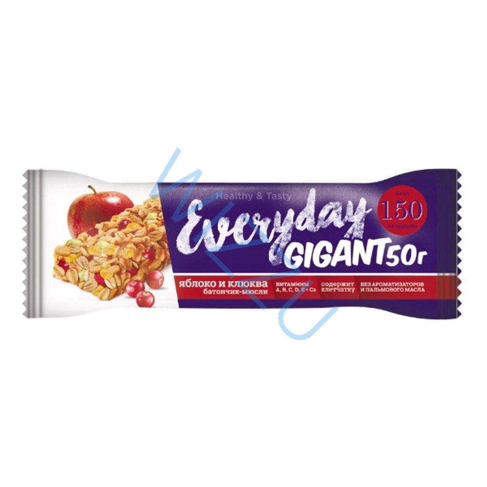 Батончик Everyday Гигант с яблоком и клюквой 50г