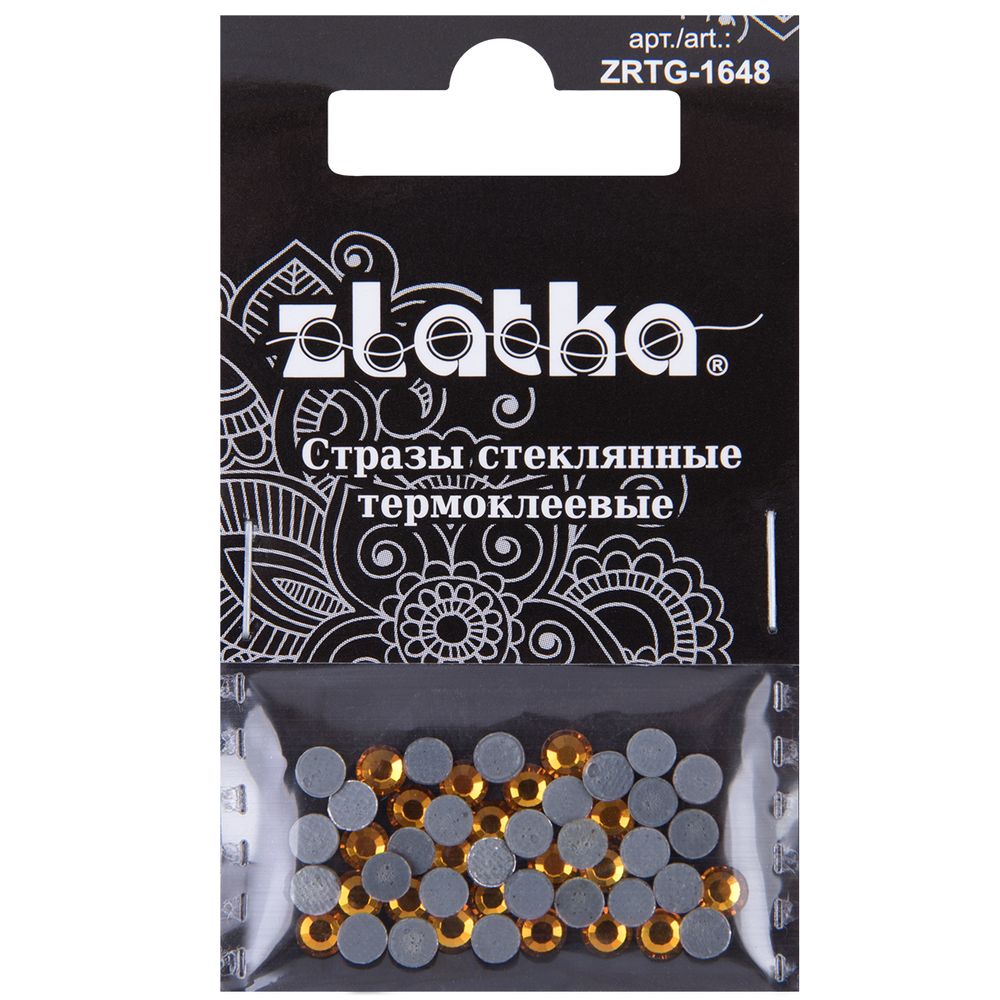 Стразы клеевые стекло 3.9 мм, 5х48 шт, SS16 №15 яр.жёлтый (Topaz), Zlatka ZRTG-1648