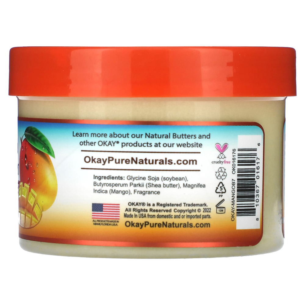 Okay Pure Naturals, Натуральное масло манго, гладкое, 198 г (7 унций)