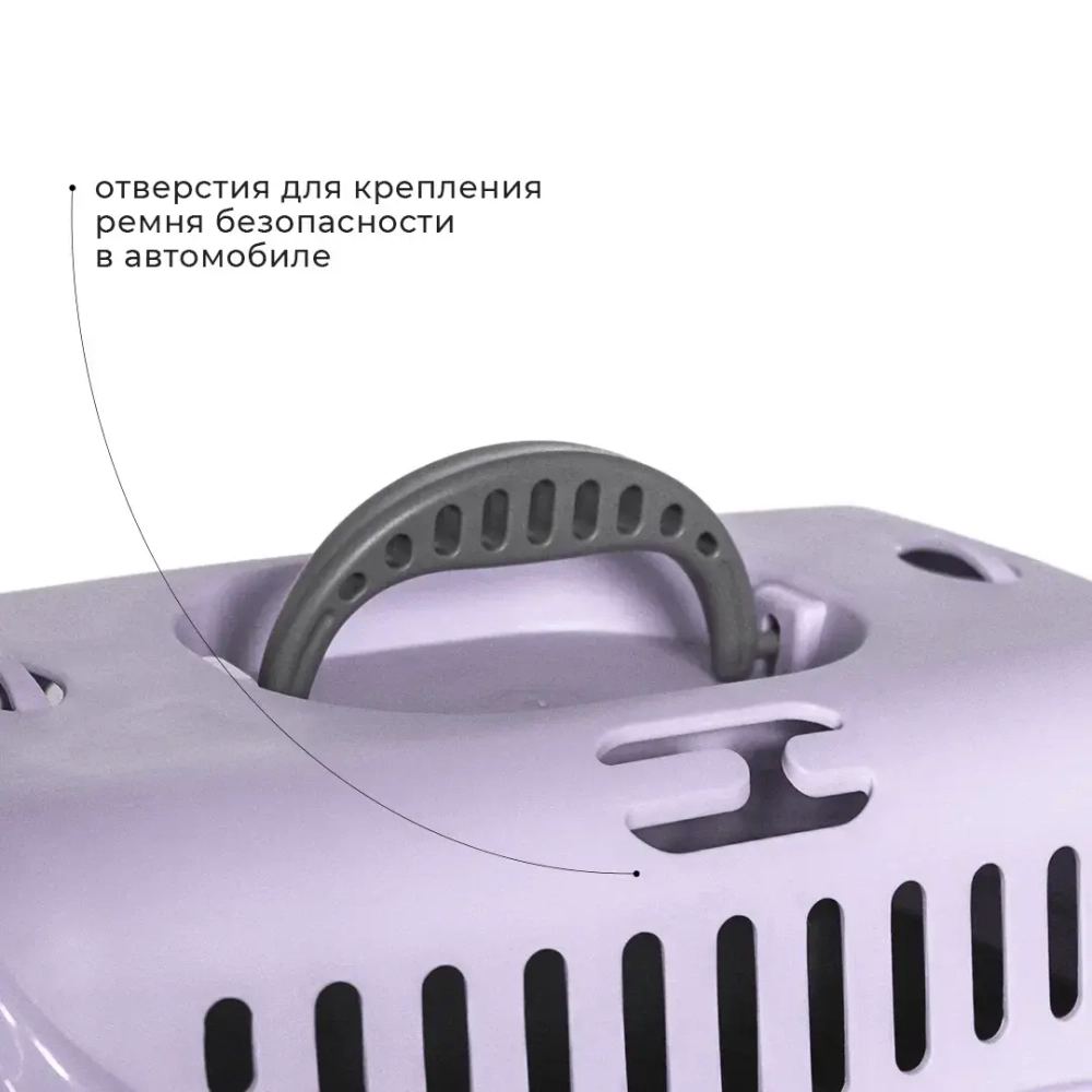 Переноска пластиковая ZOOEXPRESS "Турне" с цветной дверцей - 48х32х32 см (M) - фиолетовый