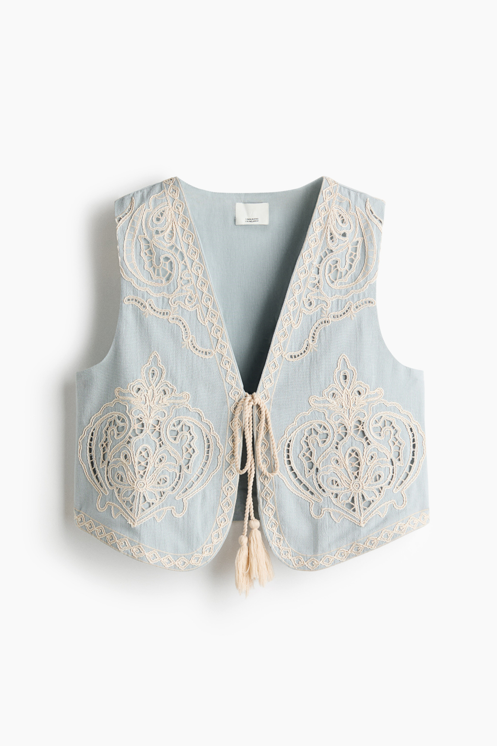 Жилет из смеси льна с вышивкой - H&M
