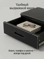Тумба прикроватная, 47х29х15, Мелания, подвесная, с ящиком, черный, массив березы
