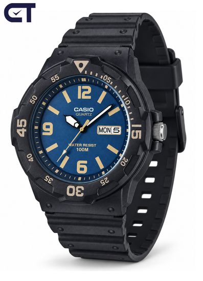 CASIO MRW-200H-2B3 CASIO Collection мужские наручные часы — синий циферблат, вращающийся безель и водостойкость 100 м